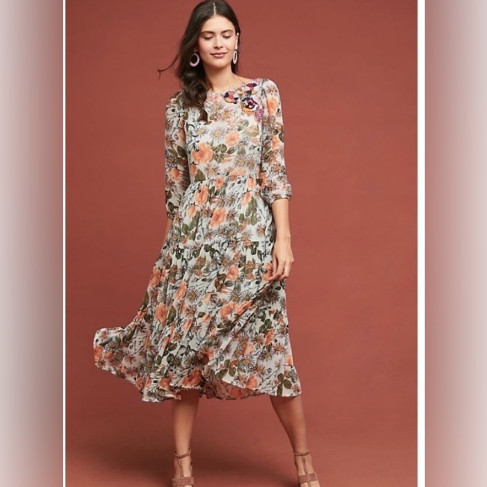 Meadow Rue x Anthropologie Floral Midi Dress